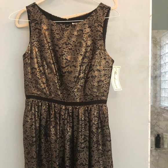 NWT Shoshanna Gold and Black Brocade Dress - Picture 2 of 4
